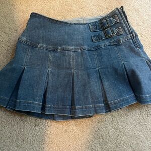 Denim Pleated Mini Skort